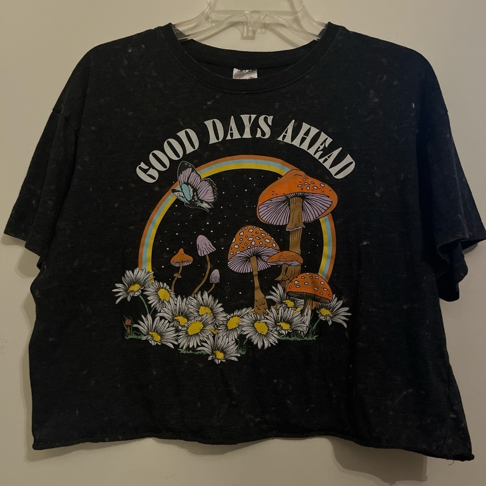 No Boundaries Black Graphic Crop Top